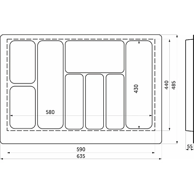 Лоток для столовых приборов 700 PIXEL 635*485, серый AKS тип 2 - фото 2