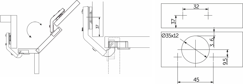 Петля д/составных фасадов 135° 45мм h2 slide-on AKS - фото 6