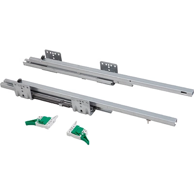 Направляющая скрытого монтажа L-400 с доводчиком ДСП до18mm с замками AKS SLIM SLIDE полное выдвижение - фото 1