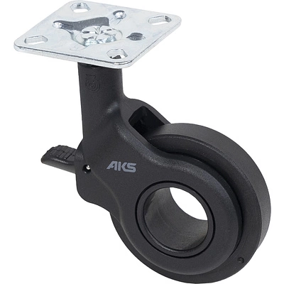 Колесо меб. GALAXY d60 h94 с площадкой с торм., черный AKS - фото 1