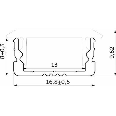 Профиль алюминиевый врезной LIRA-1708 с экраном, цвет алюминий, 2м, AKS - фото 2