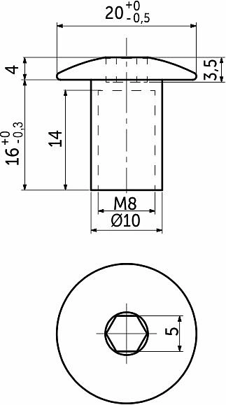 Гайка Ericson М8*16*20, полукруглая головка, белый цинк (уп/1тыс.шт) - фото 2