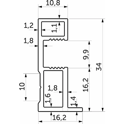 Профиль алюминиевый SENATOR черный муар вертик. узкий кваттро L-5300 мм АЛЮТЕХ - фото 2