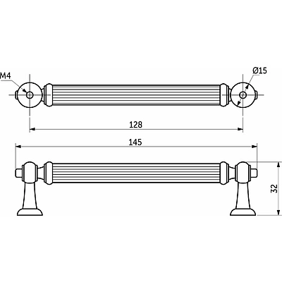 Ручка меб. скоба мет. ADAM 128 античная латунь, AKS - фото 2