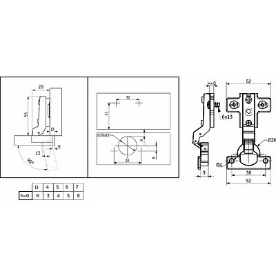 Петля мини полунакладная с пружиной 38мм h0 slide-on AKS (еврошурупы) - фото 2