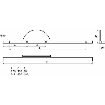 Ручка меб. скоба алюм. FORTUNA 256/300 брашированное золото, AKS - фото 2