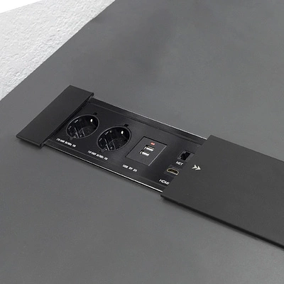 Выдвижной удлинитель Hollander, 2 розетки, 2xUSB, HDMI, LAN, черный AKS - фото 4