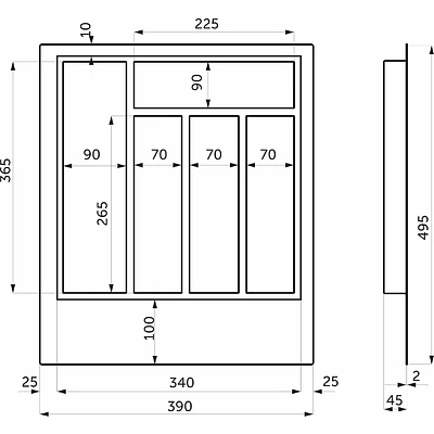 Лоток для столовых приборов 450 TR-01 (390*495*45), серый GRIDLI - фото 2