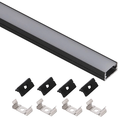 Профиль алюминиевый накладной SIRIUS-1407S с экраном, цвет черный, 2м, AKS (в комплекте 4 заглушки и 4 крепления) - фото 3