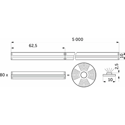 Лента светодиодная COB RGB - 12W/m, 12V, 10мм, 576д/м, IP20 - 5м, AKS - фото 2