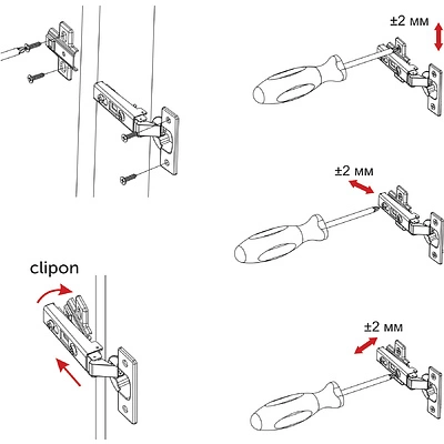 Петля накладная с доводчиком 48мм h0 clip-on AKS (еврошурупы) - фото 4