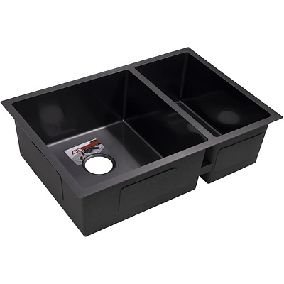 Мойка н/сталь, прямоугольная двухчашевая, 750*510мм, черный, универсальная, AKS (3,2мм) - фото 4