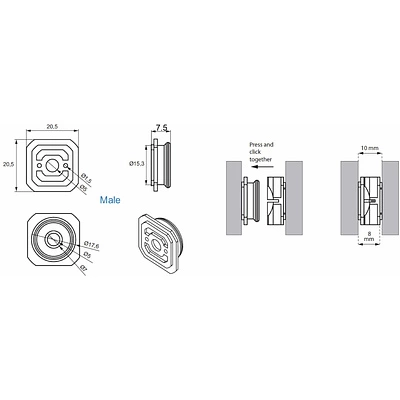 Соединитель для панелей кнопочный внутренний d25 (уп/100шт) SISO - фото 2