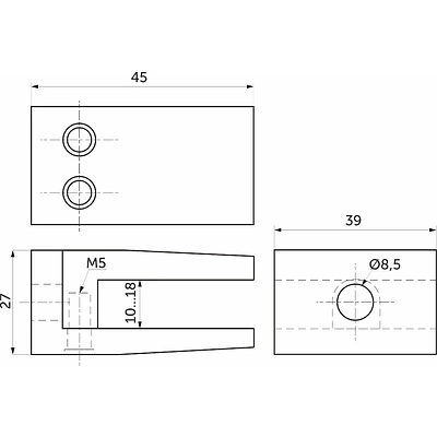 Держатель стекло/плита к стене (951), хром AKS - фото 2