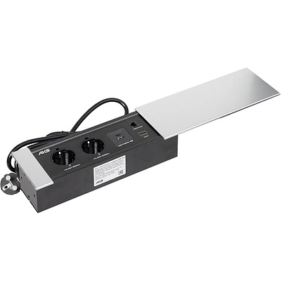 Выдвижной удлинитель Hollander, 2 розетки, 2xUSB, HDMI, LAN, алюминий, AKS - фото 3