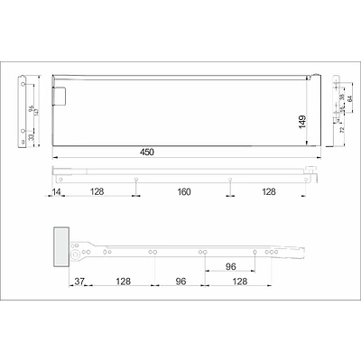 Система ящиков Металбокс AKS L-450 белый H=150 левая+правая - фото 2