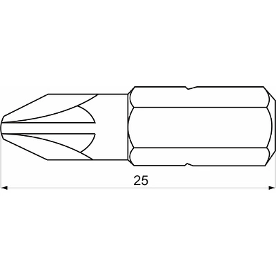 Бита 1/4 для шурупов PZ2 крестовая 25мм GROSS (упак.-10шт.) - фото 2