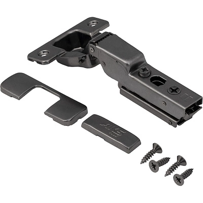 Петля полунакладная с доводчиком 45мм h0 clip-on AKS PLUS 3D узкая черная (саморезы, заглушки) - фото 3