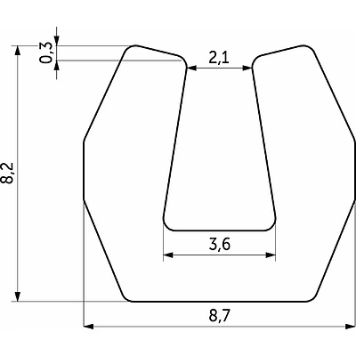 Уплотнитель ПВХ вставной 8,7x8,2 мм SENATOR тип U BY (1рул.=200пог.м.) - фото 3