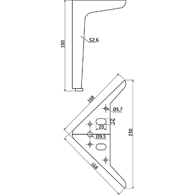Опора меб. мет. WINDSOR H180 угловая брашированное золото AKS - фото 2