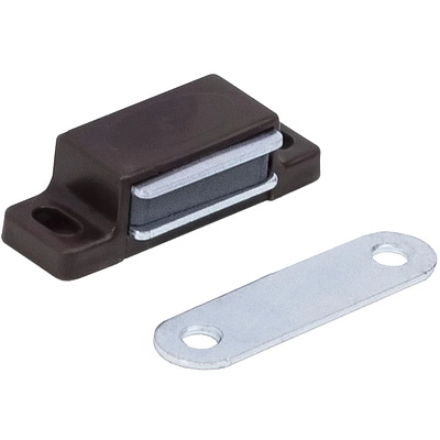 Защелка магнитная мебельная малая AKS коричневая (присадка планки-33мм) - фото 1