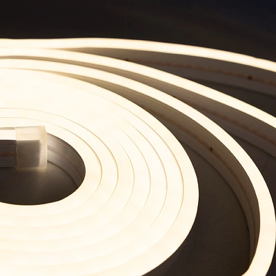 Гибкий неон - 9,6W/m, 24V, 6*12мм, 120 д/м, IP65, теплый белый (3000K) - 5м, AKS - фото 3