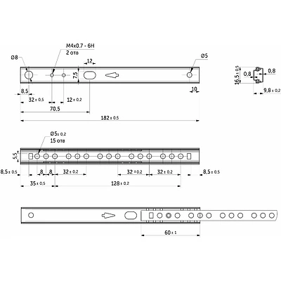 Направляющая шариковая L-182 h=17 AKS A - фото 2
