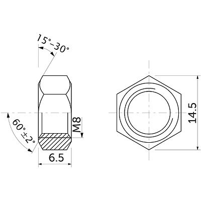 Гайка шестигранная М8 белый цинк (уп/20шт) AKS - фото 2