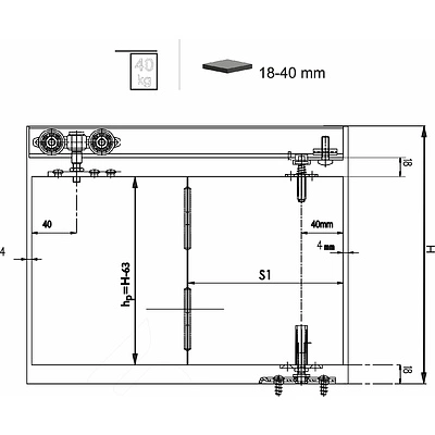 Комплект STANFOLD для 1 складной-сдвижной дверей LAGUNA 40кг (без направляющей) - фото 2