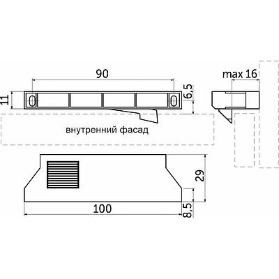 Ручка с поводком внутреннего ящика Slimbox 8,5-16мм белая - фото 2