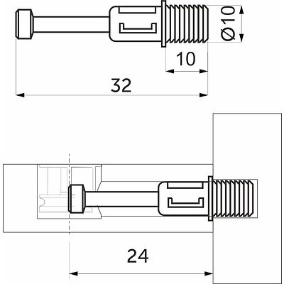 Шток эксцентрика распорный 10*24 (уп/1тыс.шт/коробка 3 тыс.) AKS - фото 2