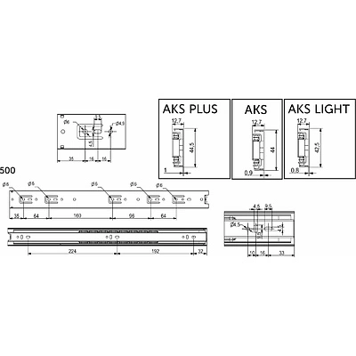 Направляющая шариковая L-500 h=45 AKS PLUS A - фото 2