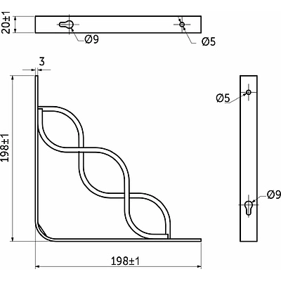 Полкодержатель мет. INFINITY 200*200*20*3, черный AKS - фото 2