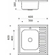 Мойка н/сталь, квадратная одночашевая, 600*600мм, полир хром, мойка слева, накладная, AKS (0,4мм) - фото 2