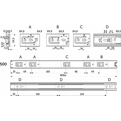 Направляющая шариковая L-500 h=35 GRIDLI A - фото 2