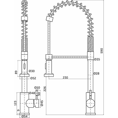 Смеситель для кухни однорычажный со съемным гибким шлангом, HDF-8111, сатин, AKS - фото 2