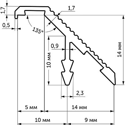 Ручка-профиль алюм. врезная KASKAD-18, 3м, серебро AKS - фото 2