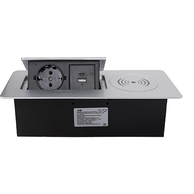 Выдвижной удлинитель Nova 5, 1 розетка, USB A + C, беспроводная зарядка, алюминий, AKS - фото 4