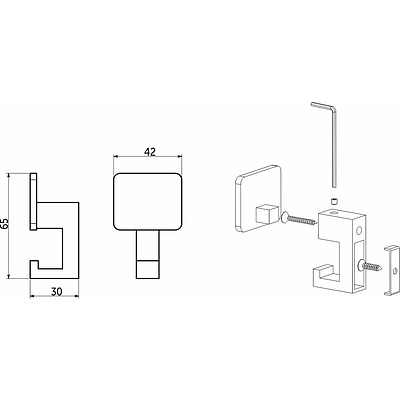 Крючок меб. двухрожковый мет. QUADRA черный матовый AKS - фото 2