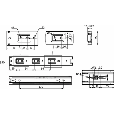 Направляющая шариковая L-250 h=35 GRIDLI A - фото 2