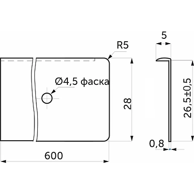 Планка торцевая к столешнице 26 СОЮЗ левая алюминий AKS - фото 2