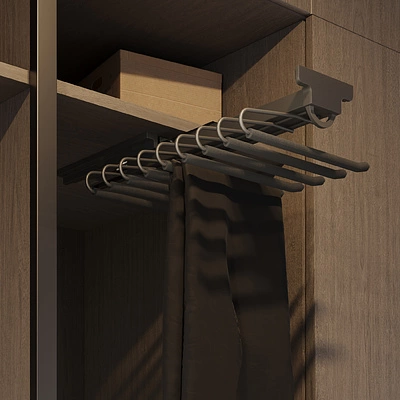 Выдвижная вешалка для брюк BRUNO крепл.верх./левое, графит PRIME by AKS (загрузка правая) - фото 4