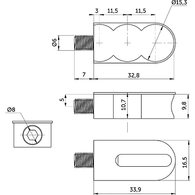 Стяжка Genifix с винтом М6,0*8, белая (уп/ 100 шт) AKS - фото 2