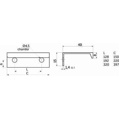 Ручка меб. накладная алюм. СА-1 192/220 металлик - фото 2
