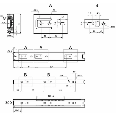 Направляющая шариковая L-300 h=35 AKS C - фото 2