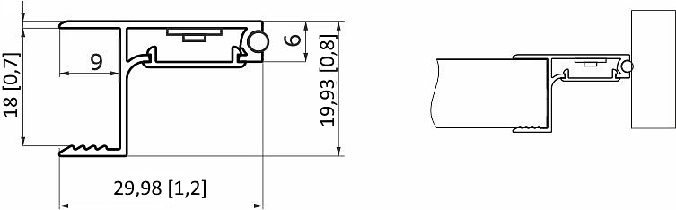 Профиль алюминиевый накладной/торцевой CAPELLA-3018B, с экраном, цвет черный, 2м (для 18 ДСП), AKS - фото 2