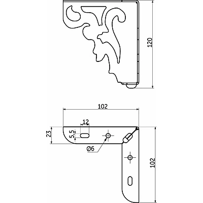 Опора меб. мет. резная h120 угловая черный AKS - фото 2