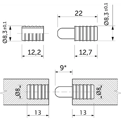 Шкант для соединения столешниц металл AKS (1 упак = 2000 компл) - фото 2