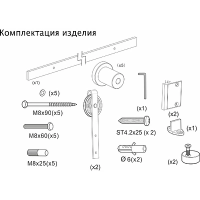 Комплект LOFT RONDO для 1 раздвижной двери AKS 120 кг (с направляющей L-2000 мм) - фото 2