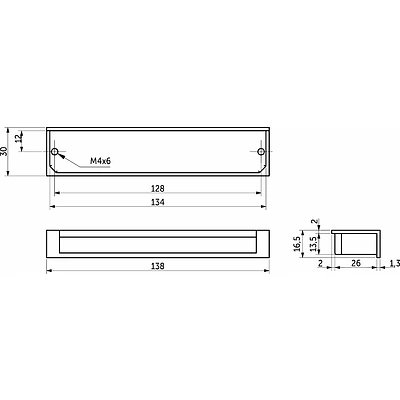 Ручка меб. врезная мет. DN50 128 мат. хром AKS - фото 2
